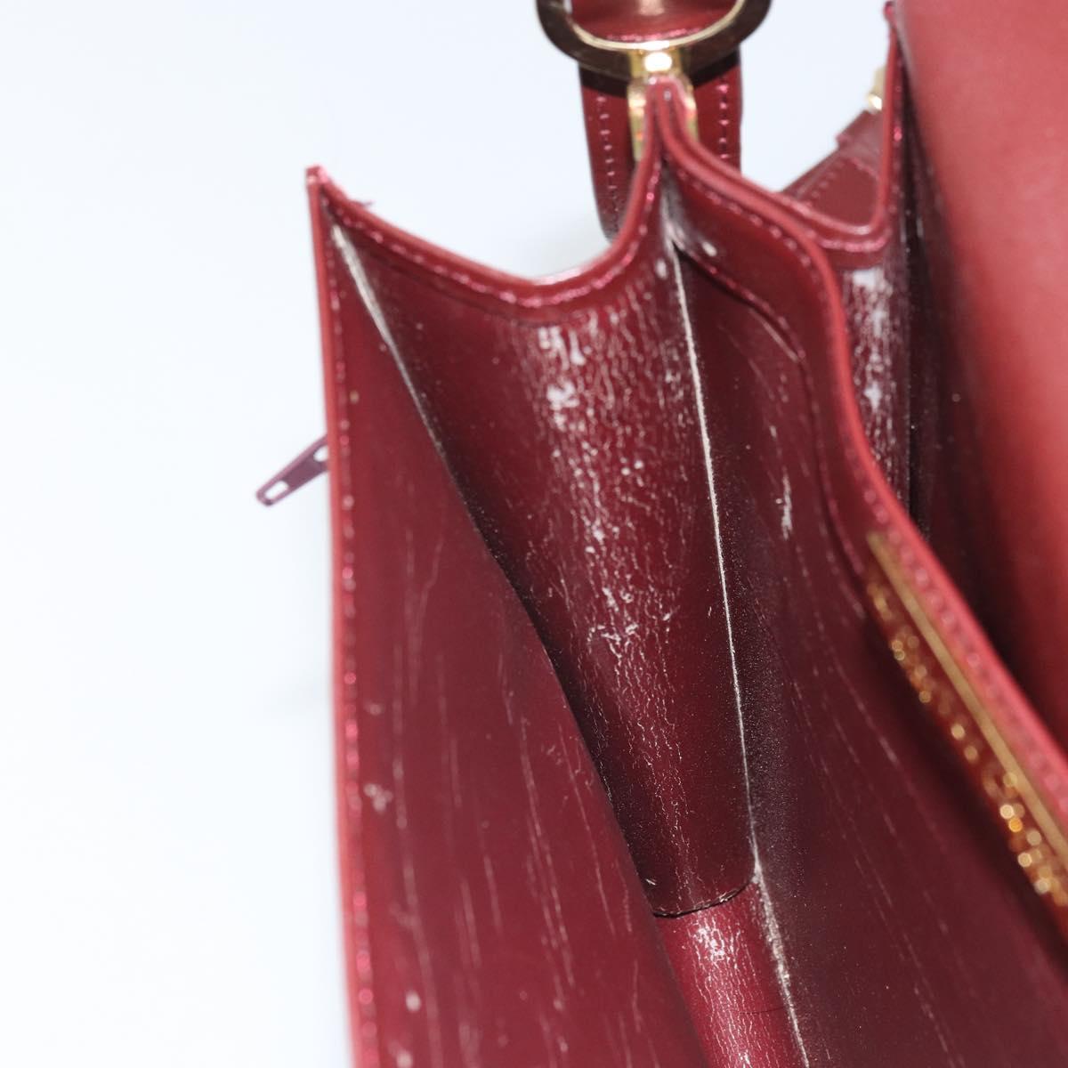 CARTIER Must Line Shoulder Bag Leather Bordeaux Gold Auth 169419