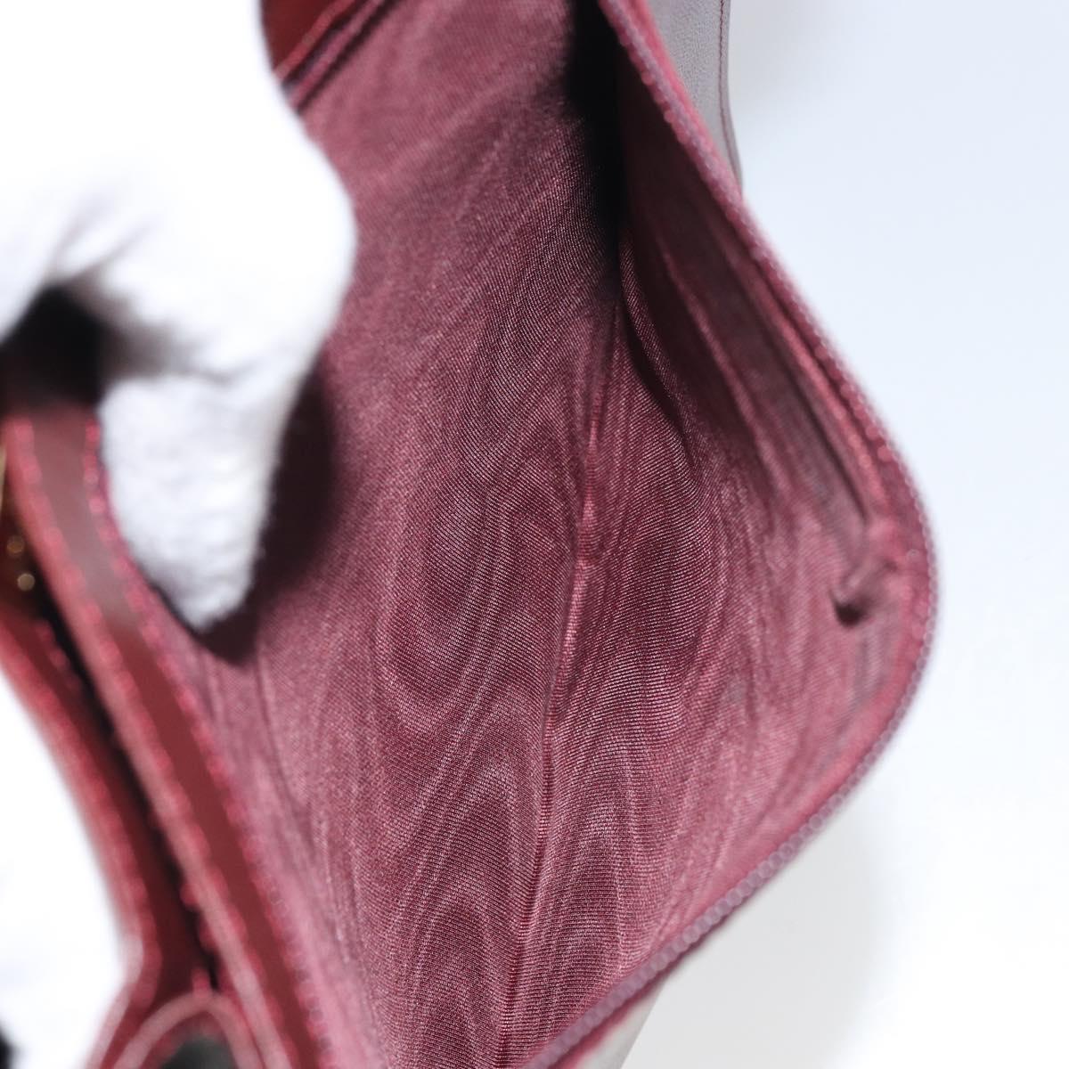 CARTIER Must Line Shoulder Bag Leather Bordeaux Gold Auth 169419
