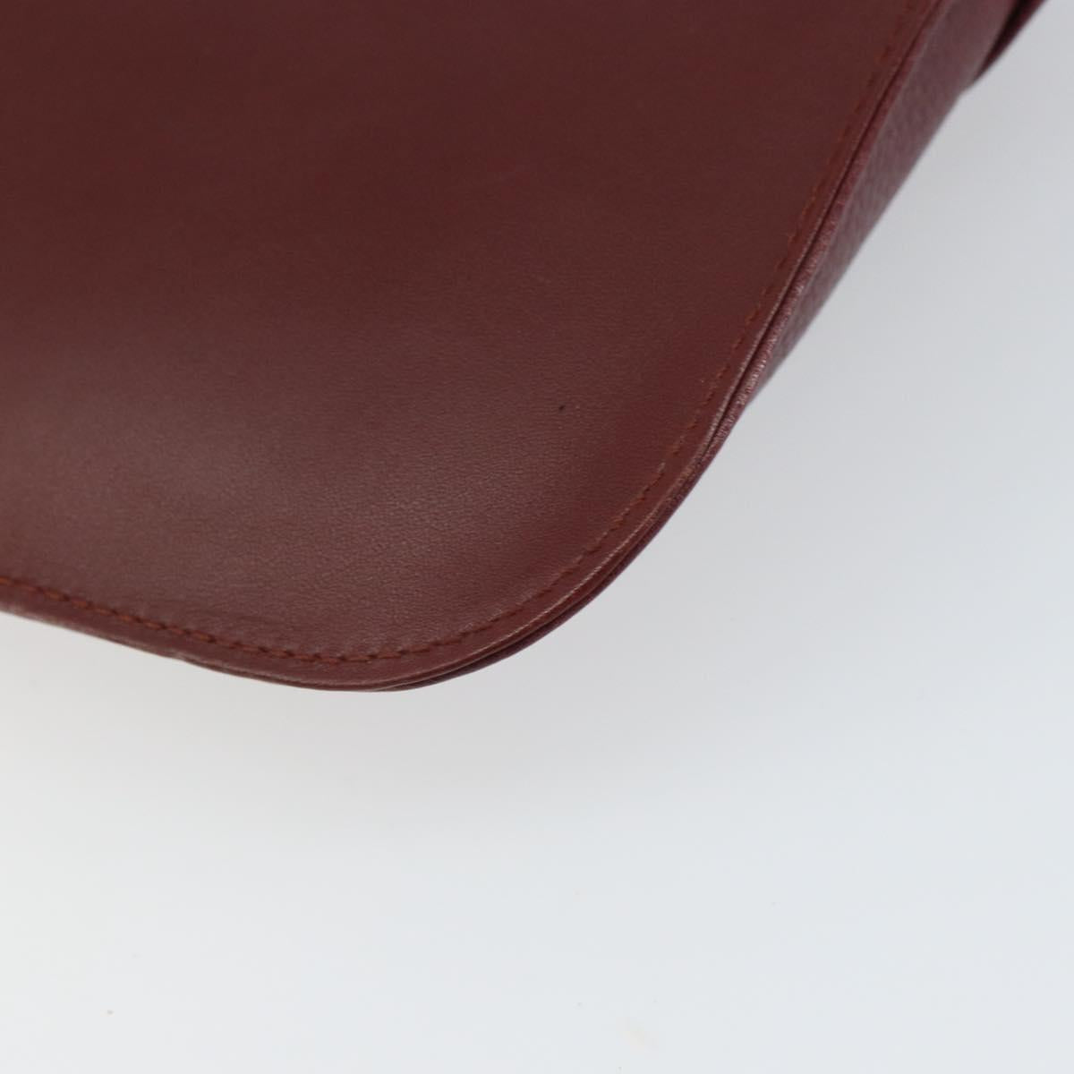 CARTIER Must Line Clutch Bag Leather Bordeaux Gold Auth 169420