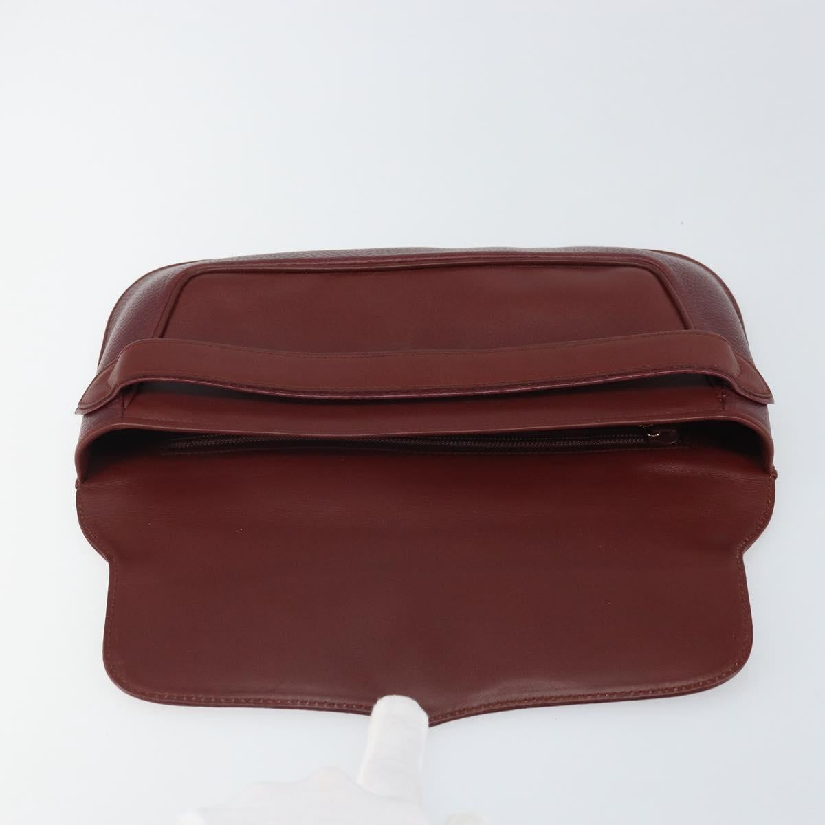 CARTIER Must Line Clutch Bag Leather Bordeaux Gold Auth 169420
