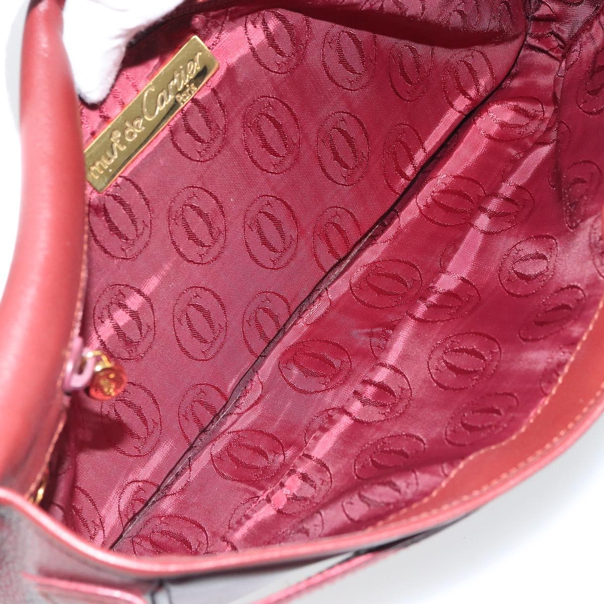 CARTIER Must Line Clutch Bag Leather Bordeaux Gold Auth 169420