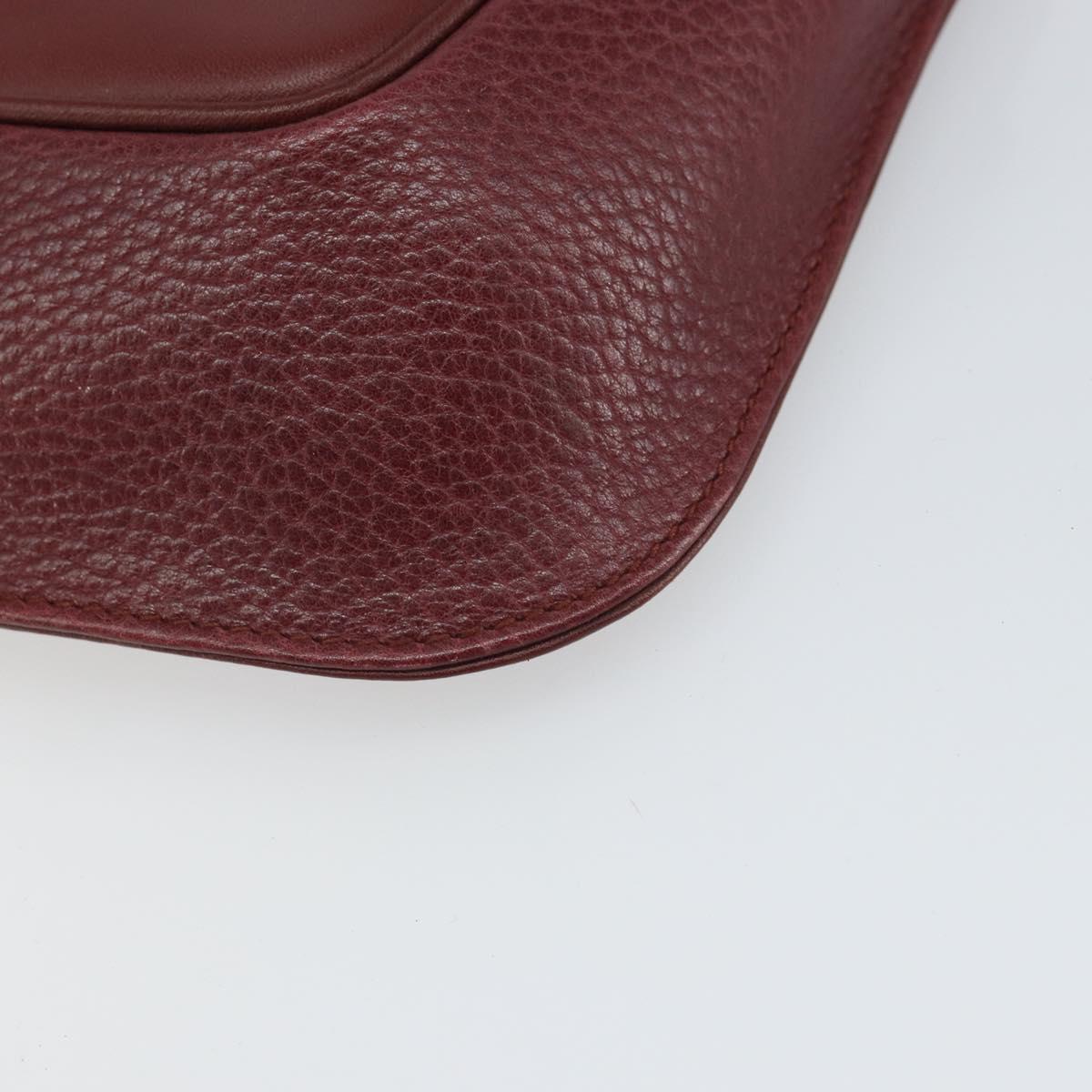 CARTIER Must Line Clutch Bag Leather Bordeaux Gold Auth 169420