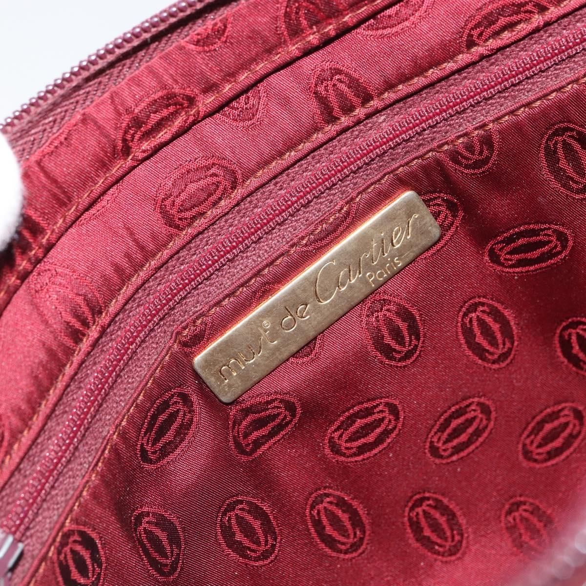 CARTIER Must Line Clutch Bag Leather Bordeaux Gold Auth 169422