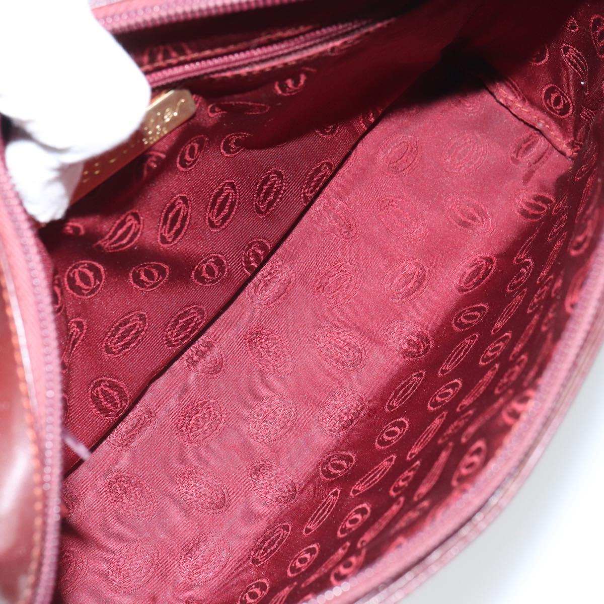 CARTIER Must Line Clutch Bag Leather Bordeaux Gold Auth 169422
