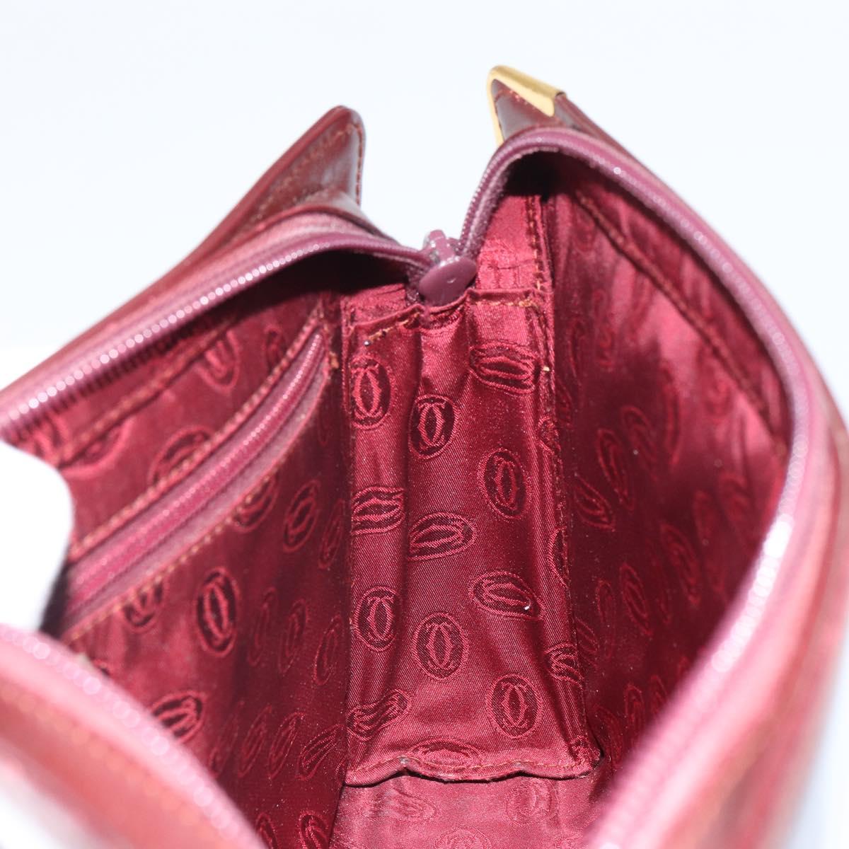 CARTIER Must Line Clutch Bag Leather Bordeaux Gold Auth 169422