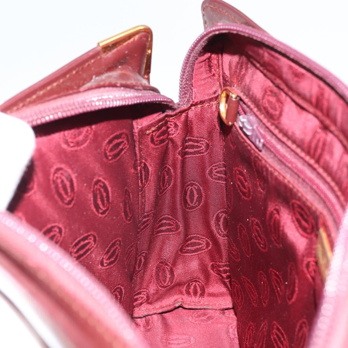 CARTIER Must Line Clutch Bag Leather Bordeaux Gold Auth 169422