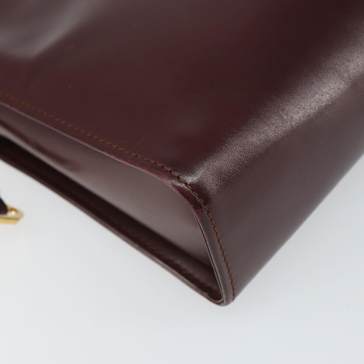 CARTIER Must Line Clutch Bag Leather Bordeaux Gold Auth 169422
