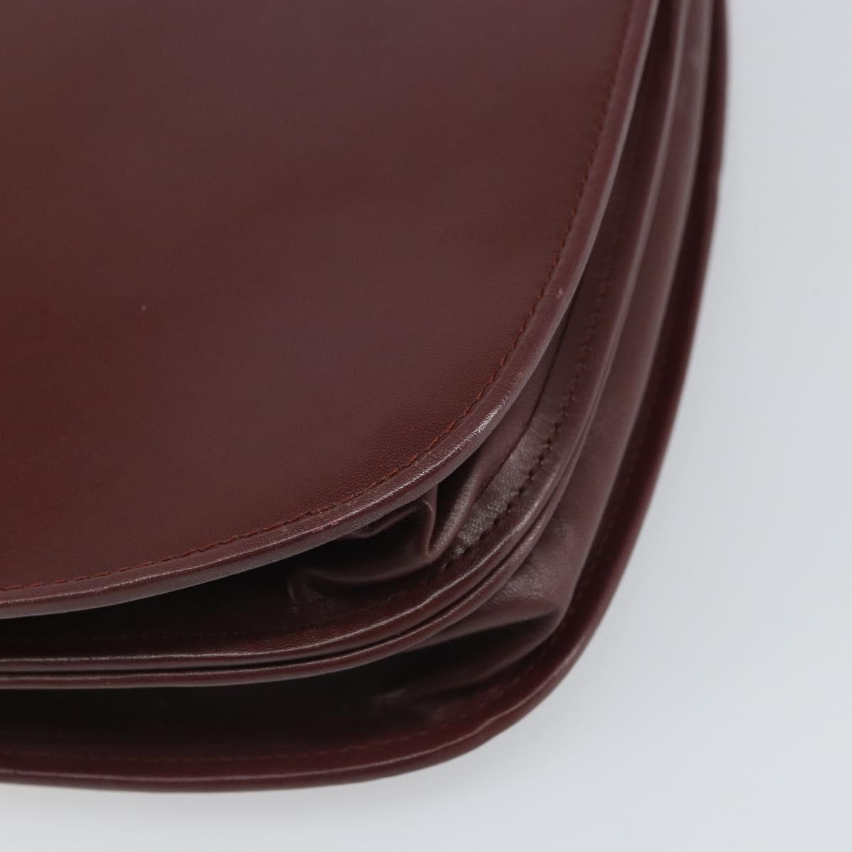 CARTIER Must Line Shoulder Bag Leather Bordeaux Gold Auth 169423