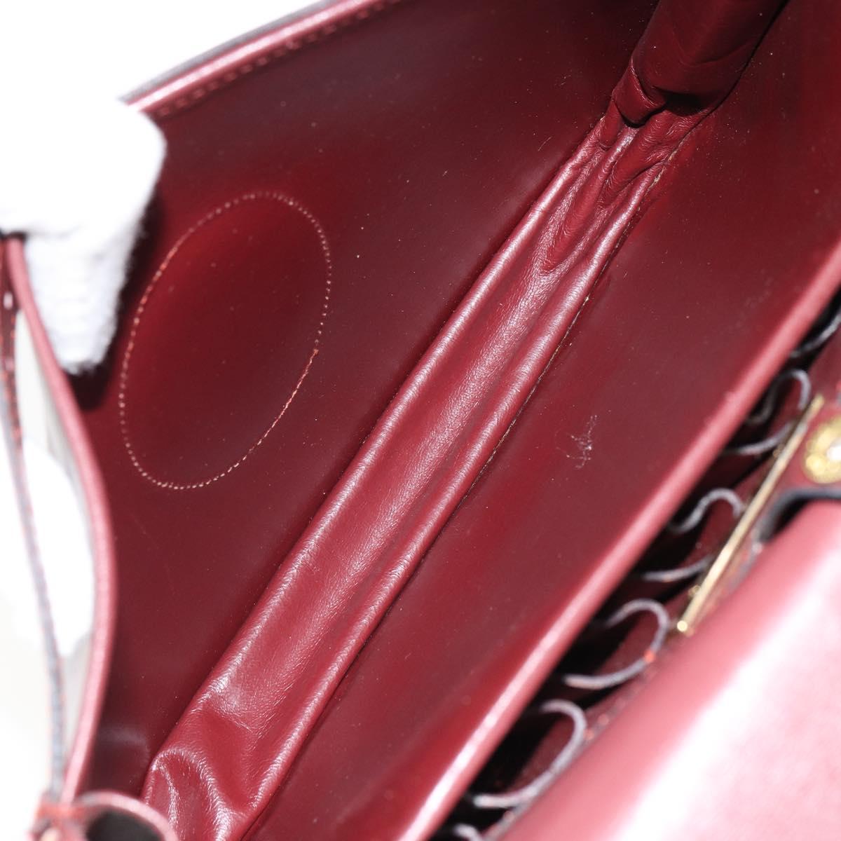 CARTIER Must Line Shoulder Bag Leather Bordeaux Gold Auth 169423