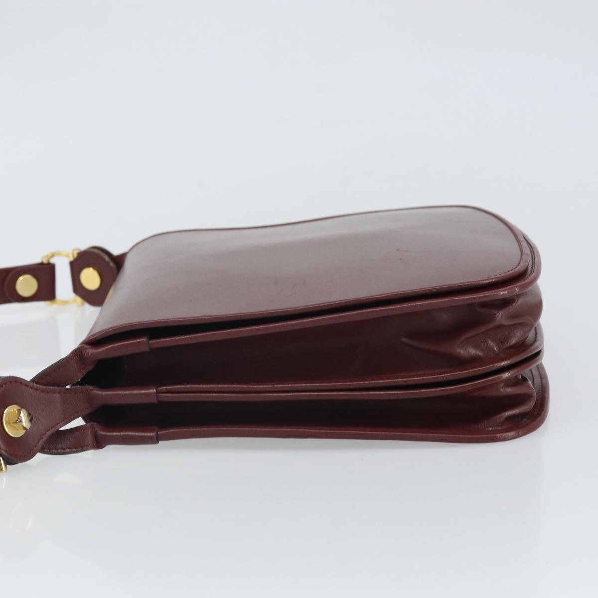 CARTIER Must Line Shoulder Bag Leather Bordeaux Gold Auth 169423