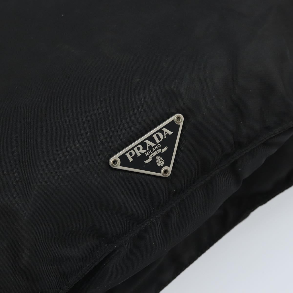 PRADA Shoulder Bag Nylon Black Silver Auth 169431