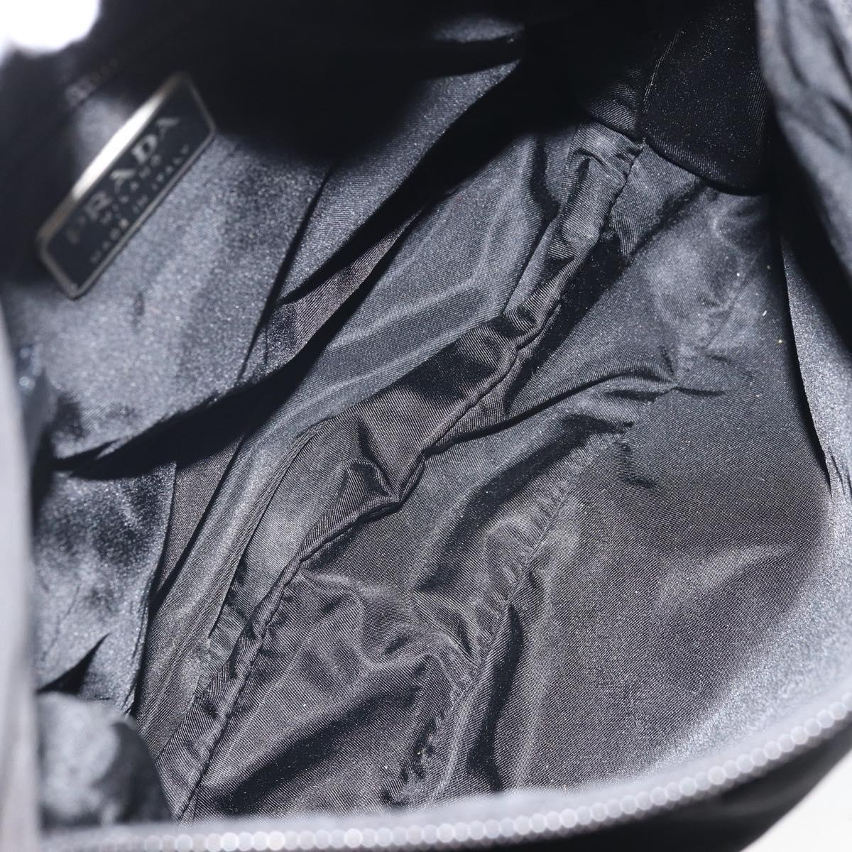 PRADA Shoulder Bag Nylon Black Silver Auth 169431
