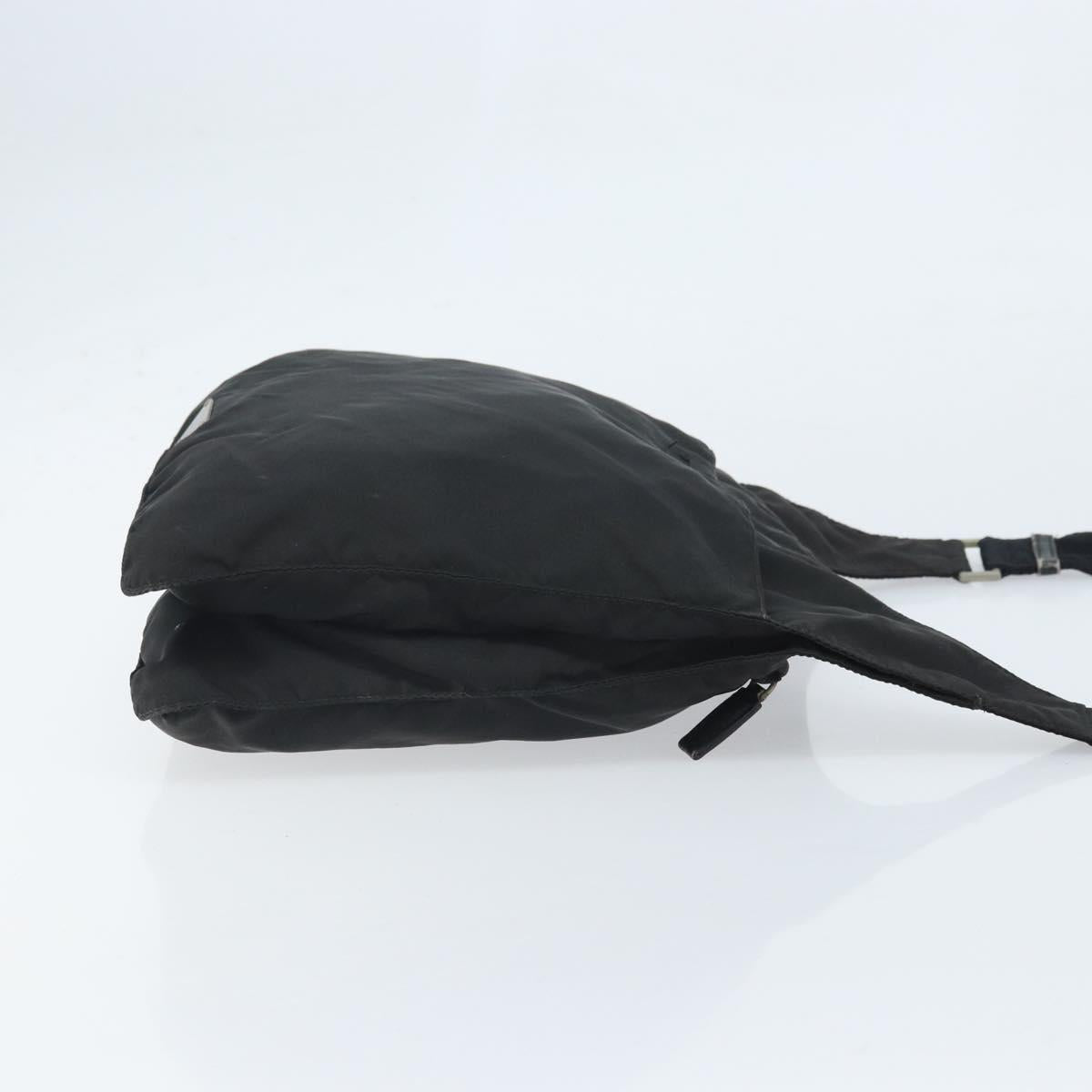 PRADA Shoulder Bag Nylon Black Silver Auth 169431