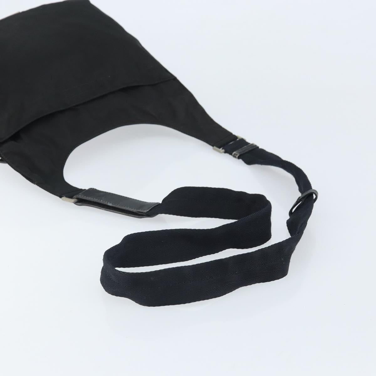 PRADA Shoulder Bag Nylon Black Silver Auth 169431