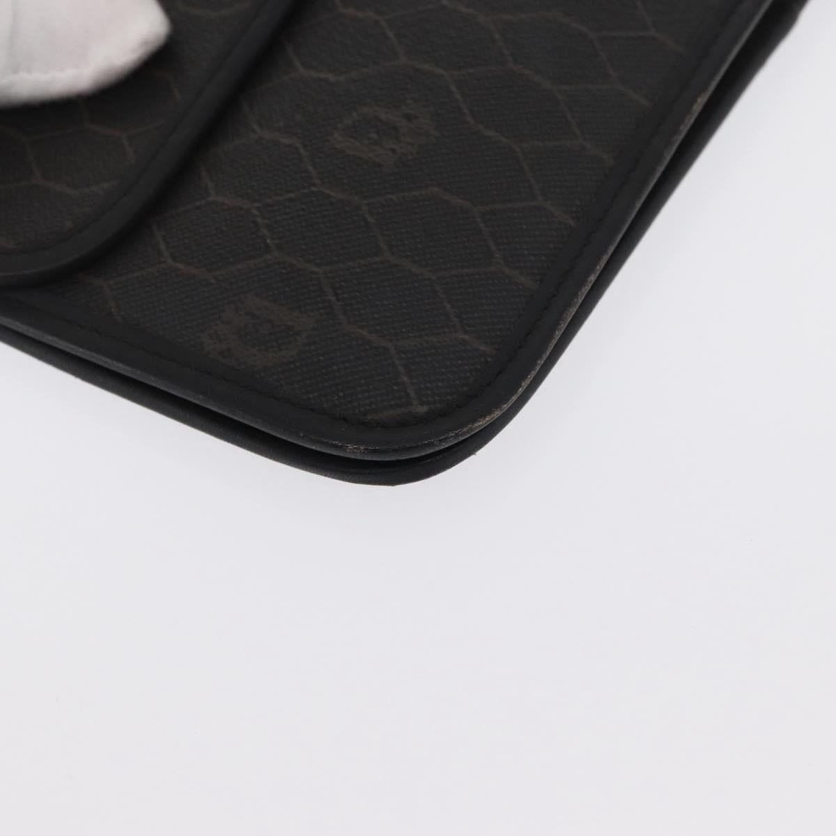 Christian Dior Honeycomb Canvas Chain Shoulder Bag PVC Black Gold Auth 169433