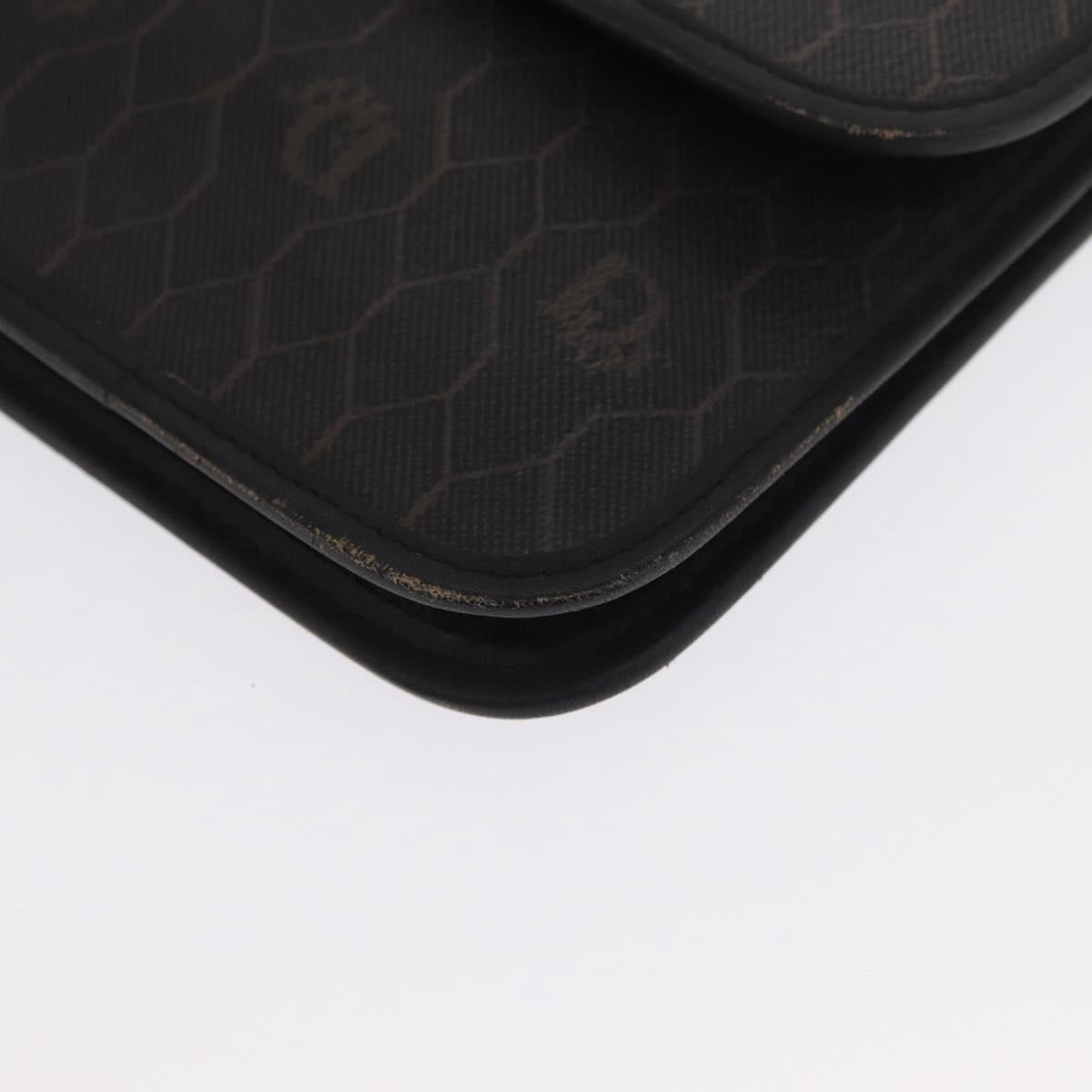 Christian Dior Honeycomb Canvas Chain Shoulder Bag PVC Black Gold Auth 169433