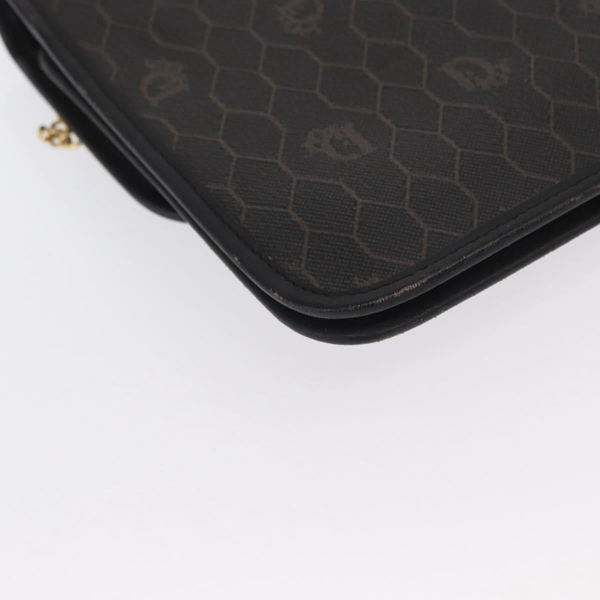 Christian Dior Honeycomb Canvas Chain Shoulder Bag PVC Black Gold Auth 169433