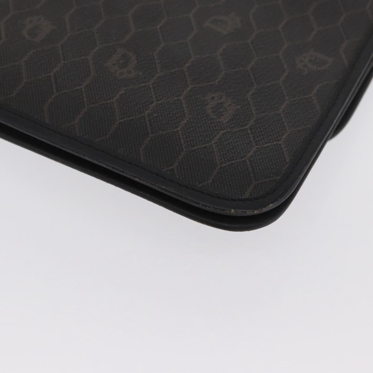 Christian Dior Honeycomb Canvas Chain Shoulder Bag PVC Black Gold Auth 169433