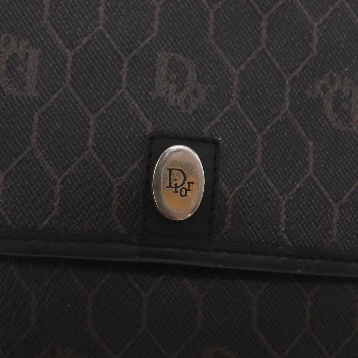 Christian Dior Honeycomb Canvas Chain Shoulder Bag PVC Black Gold Auth 169433