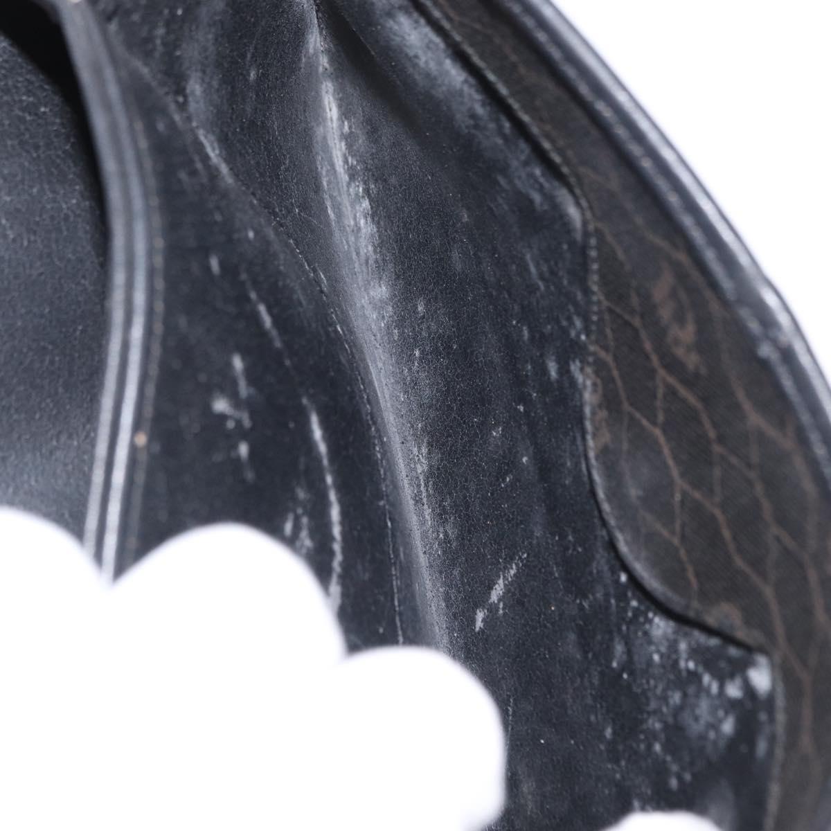 Christian Dior Honeycomb Canvas Chain Shoulder Bag PVC Black Gold Auth 169433