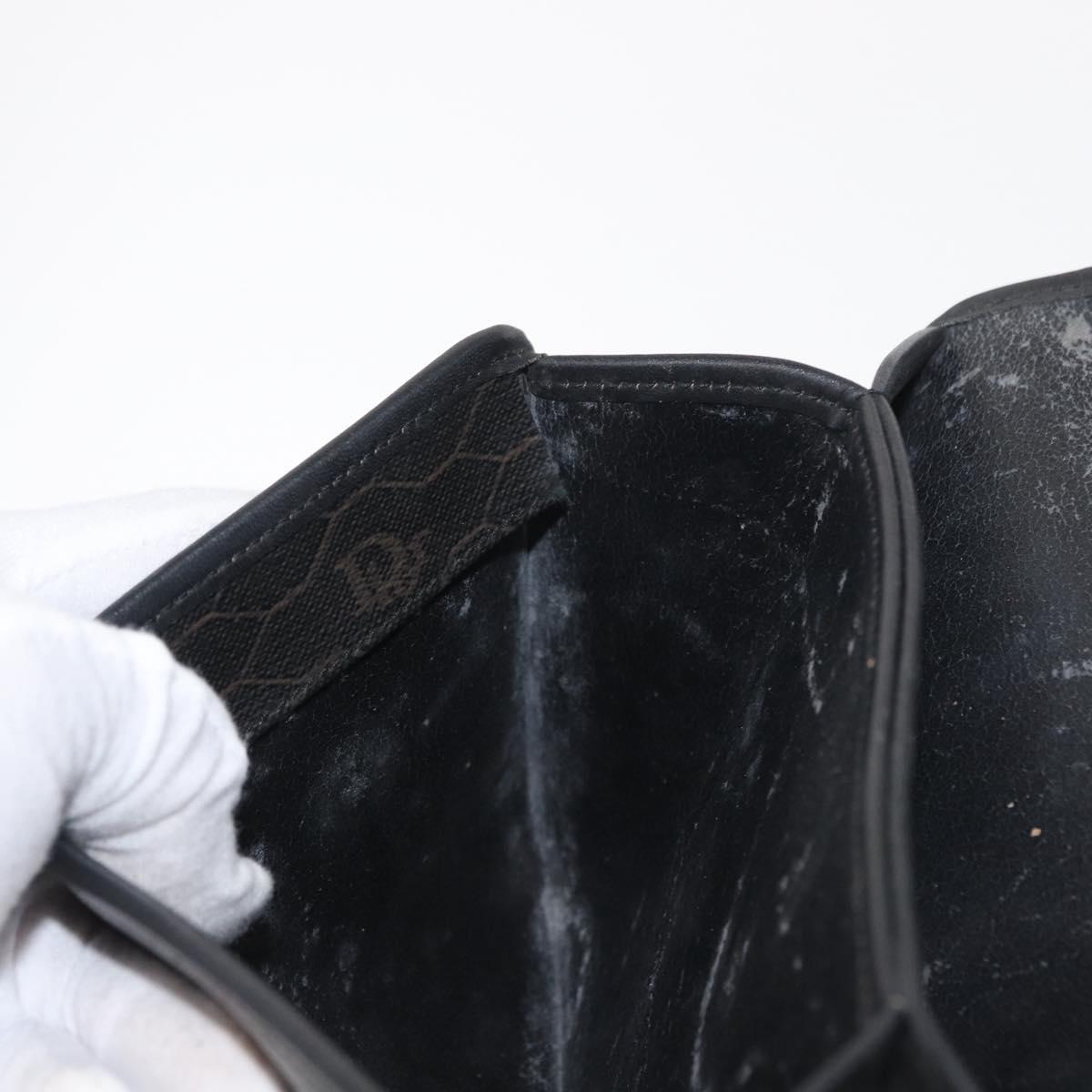 Christian Dior Honeycomb Canvas Chain Shoulder Bag PVC Black Gold Auth 169433