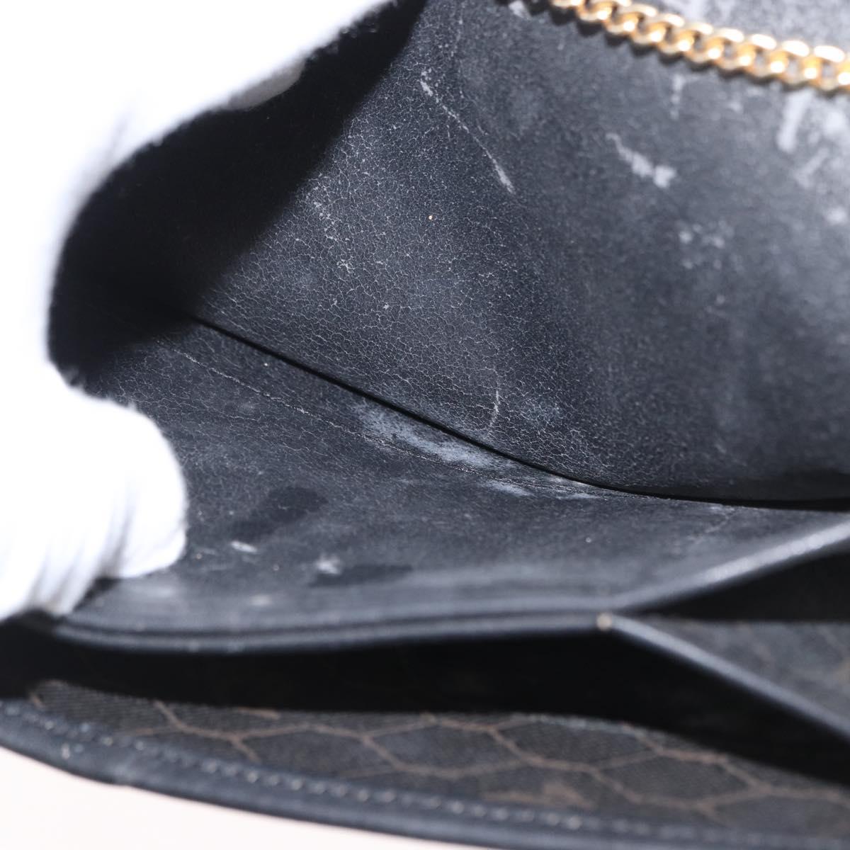 Christian Dior Honeycomb Canvas Chain Shoulder Bag PVC Black Gold Auth 169433