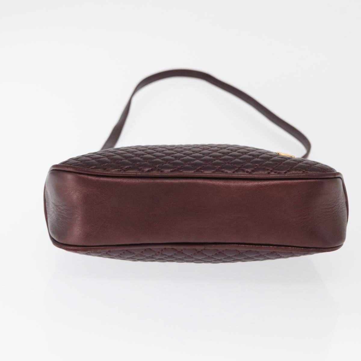 BALLY Chain Shoulder Bag Leather 2way Bordeaux Gold Auth 169434