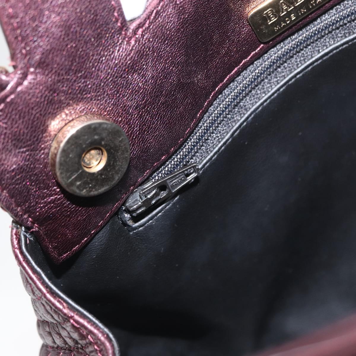 BALLY Chain Shoulder Bag Leather 2way Bordeaux Gold Auth 169434