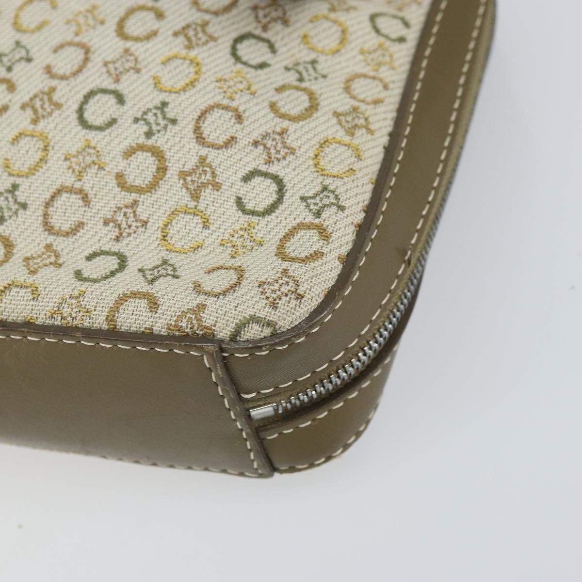 CELINE C Macadam Canvas Shoulder Bag Khaki Silver Auth 169435