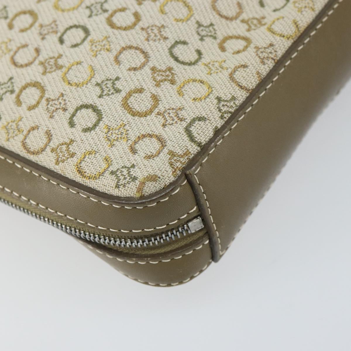 CELINE C Macadam Canvas Shoulder Bag Khaki Silver Auth 169435