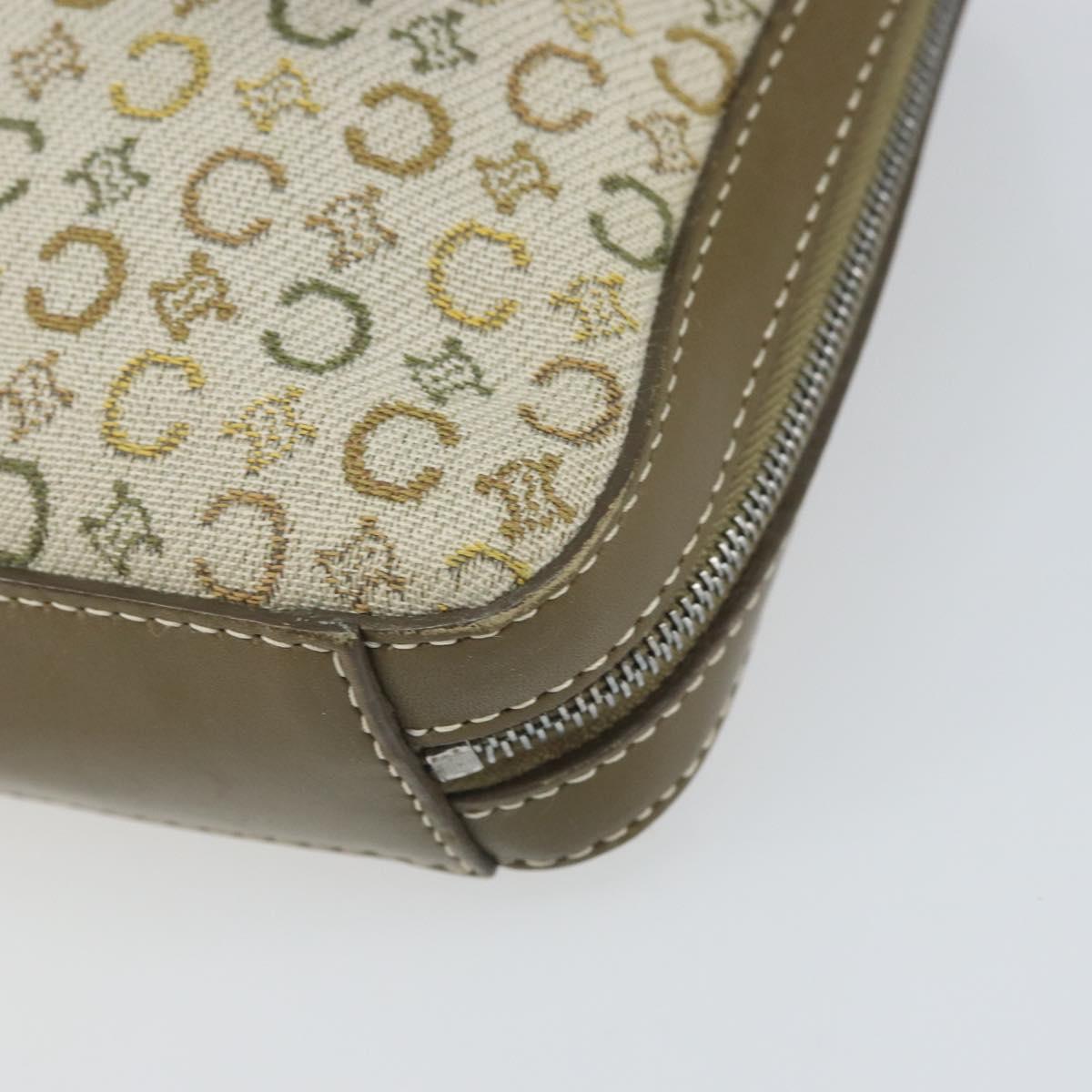 CELINE C Macadam Canvas Shoulder Bag Khaki Silver Auth 169435
