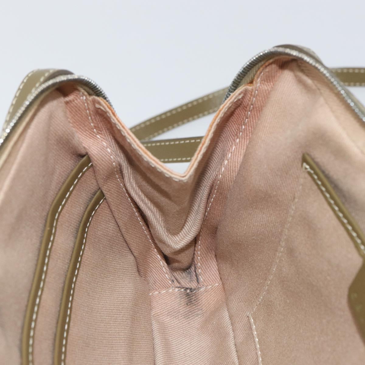 CELINE C Macadam Canvas Shoulder Bag Khaki Silver Auth 169435
