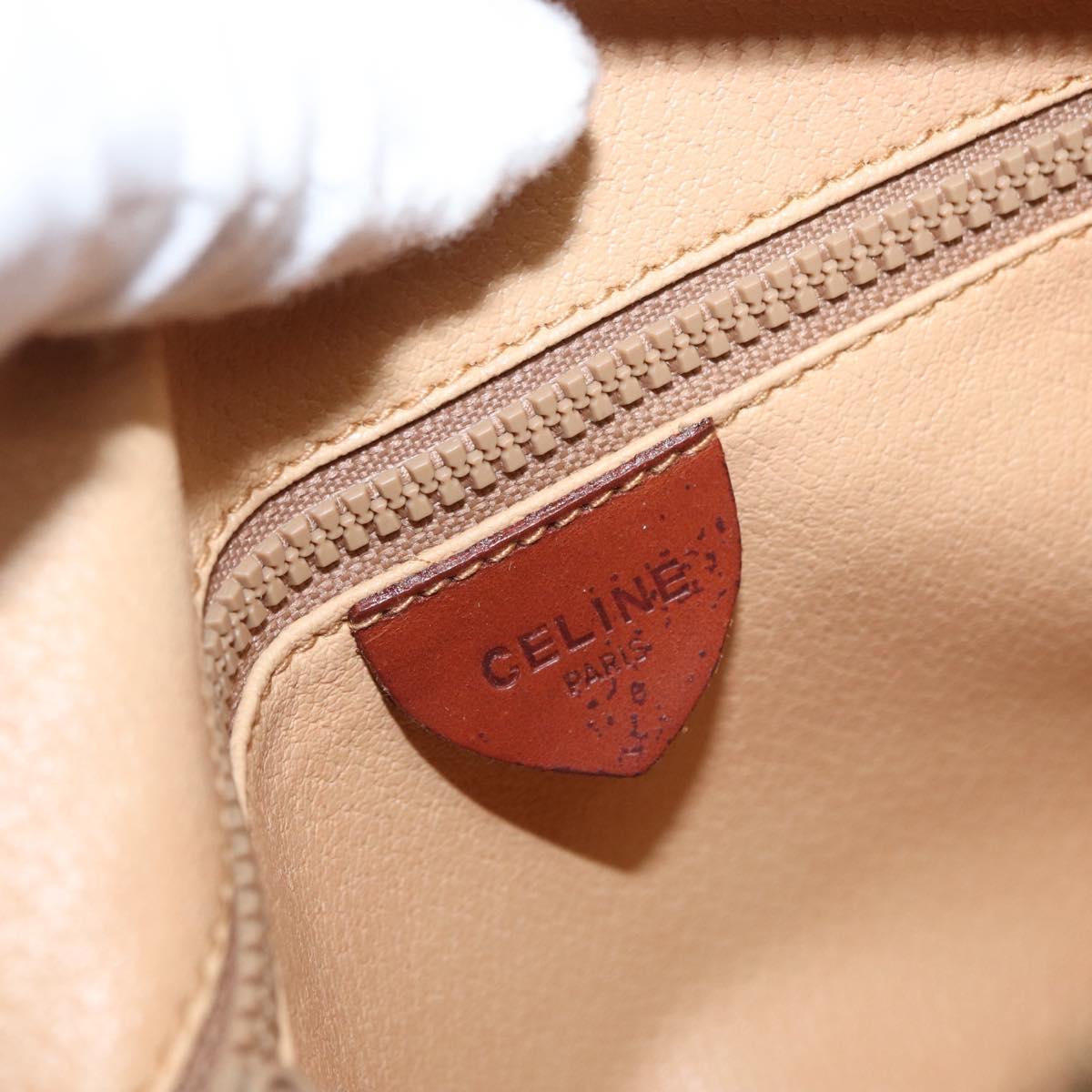 CELINE Macadam Canvas Shoulder Bag PVC Leather Brown Gold Auth 169437