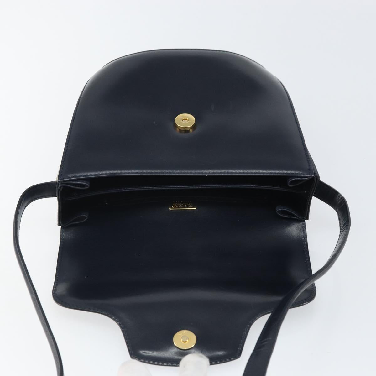 BALLY Shoulder Bag Leather Black Gold Auth 169439