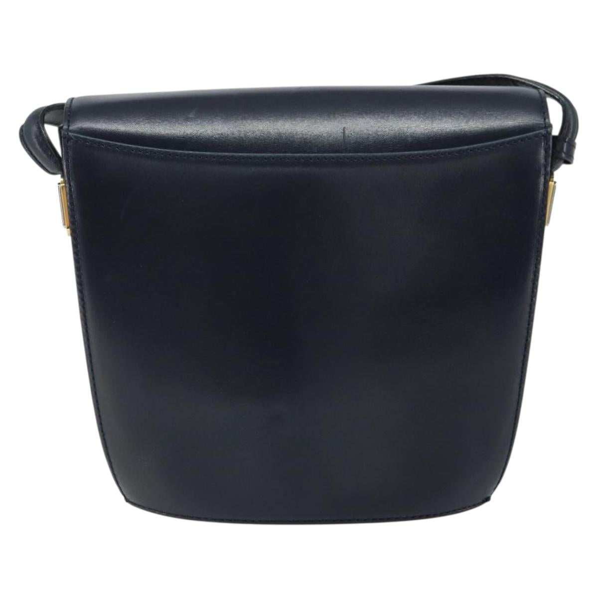 BALLY Shoulder Bag Leather Black Gold Auth 169439