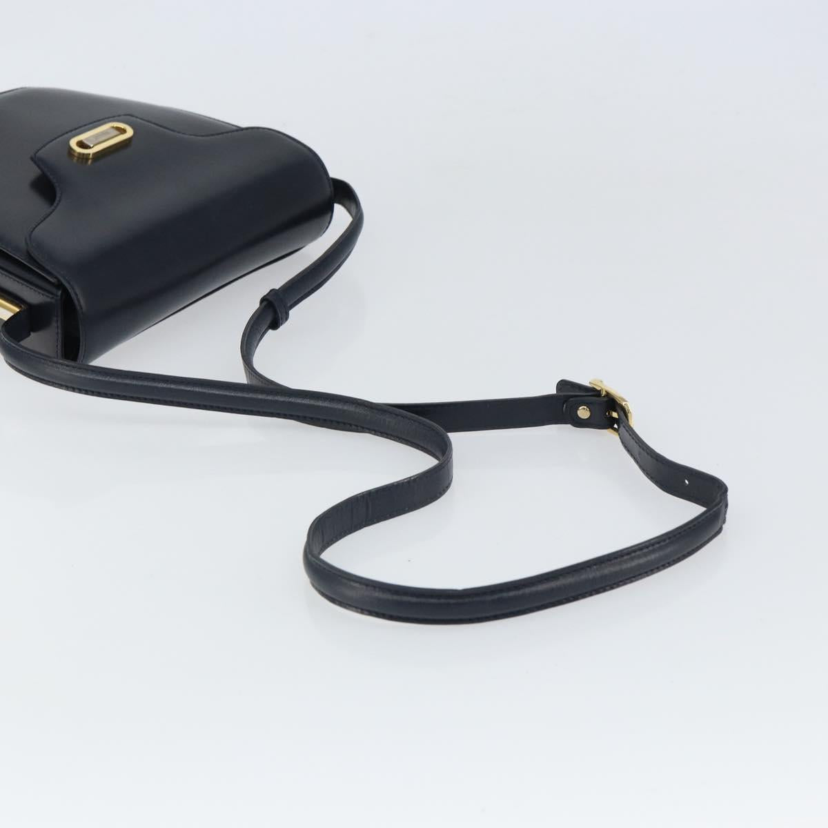 BALLY Shoulder Bag Leather Black Gold Auth 169439