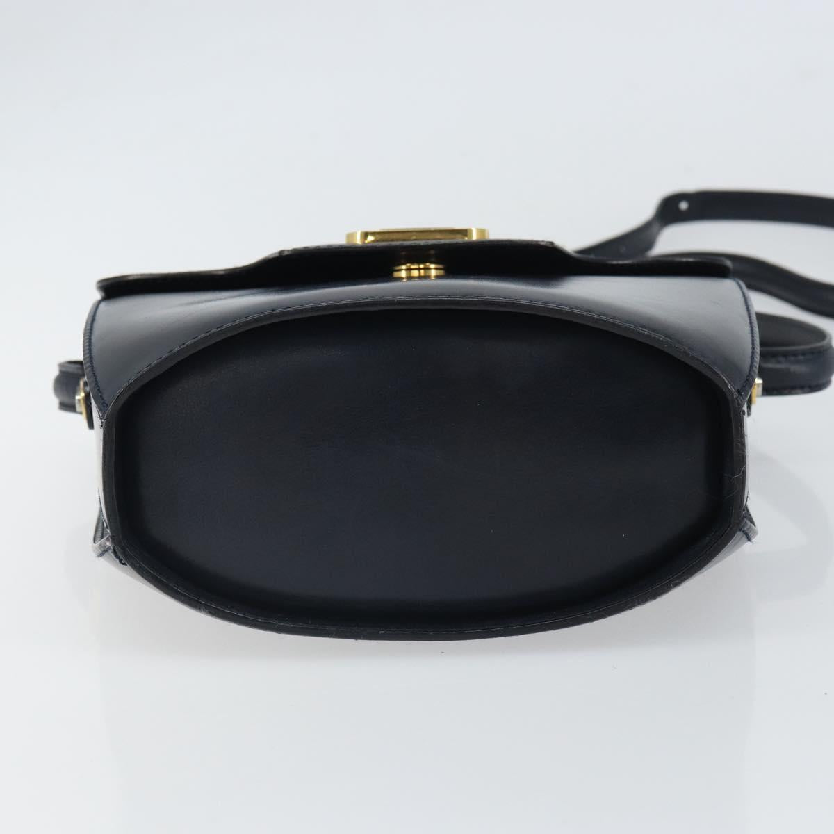 BALLY Shoulder Bag Leather Black Gold Auth 169439