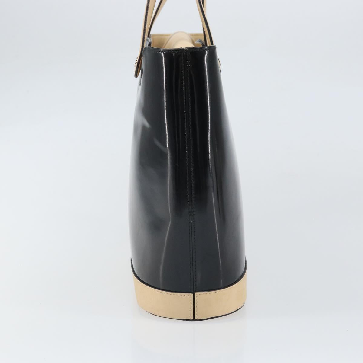 Salvatore Ferragamo Tote Bag Patent leather Black Silver Auth 169441