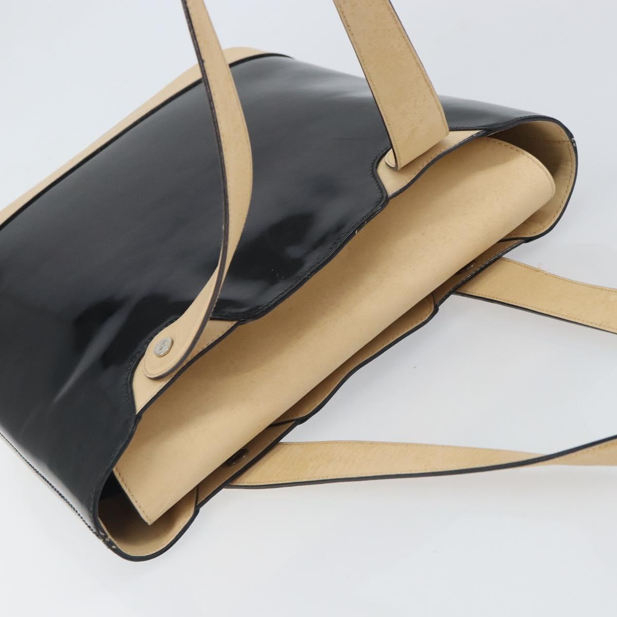 Salvatore Ferragamo Tote Bag Patent leather Black Silver Auth 169441