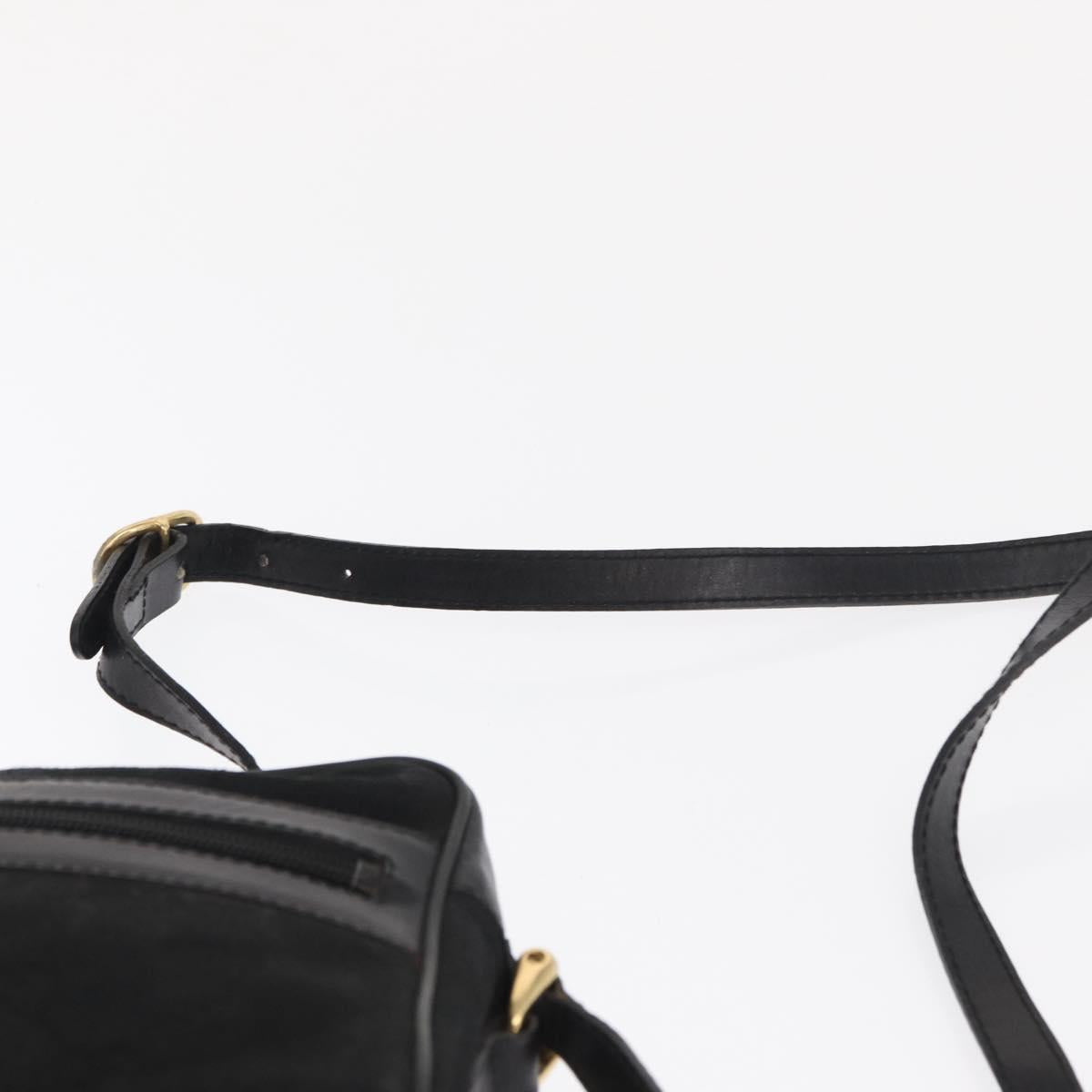 GUCCI GG Canvas Web Sherry Line Shoulder Bag Black Gold 010 378 Auth 169442