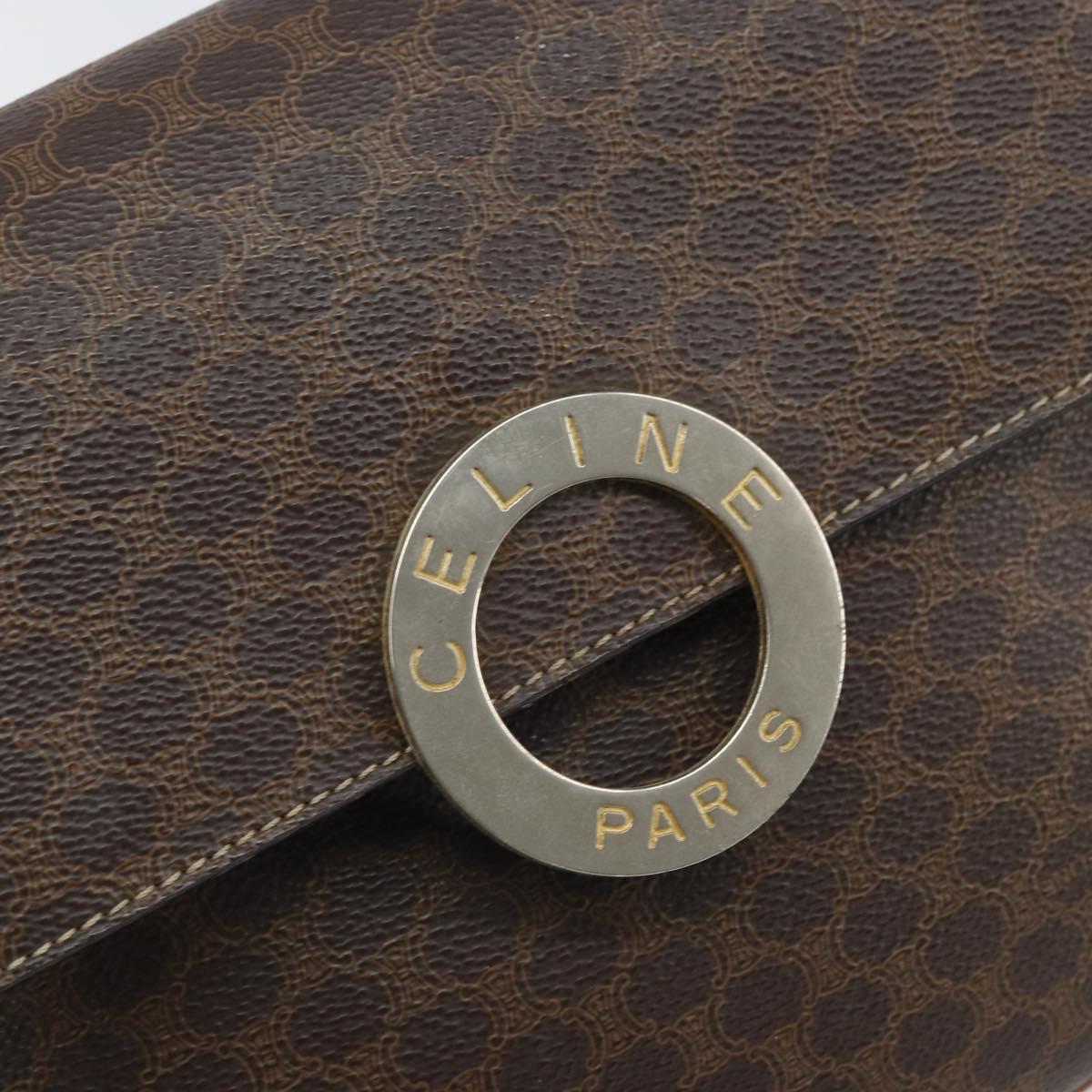 CELINE Macadam Canvas Shoulder Bag PVC Leather Brown Gold Auth 169444