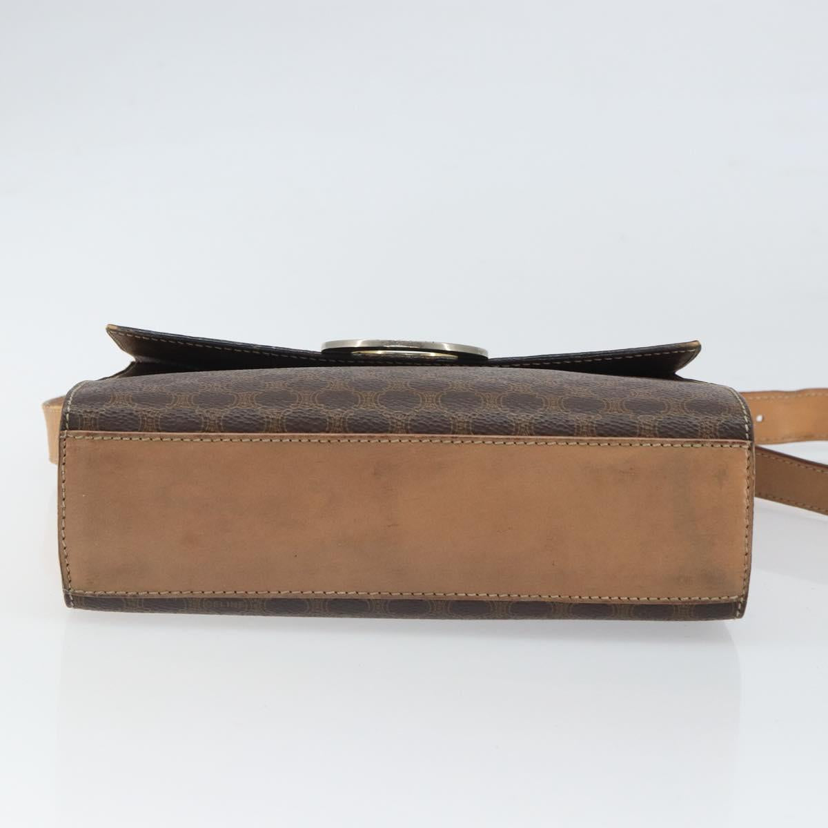 CELINE Macadam Canvas Shoulder Bag PVC Leather Brown Gold Auth 169444