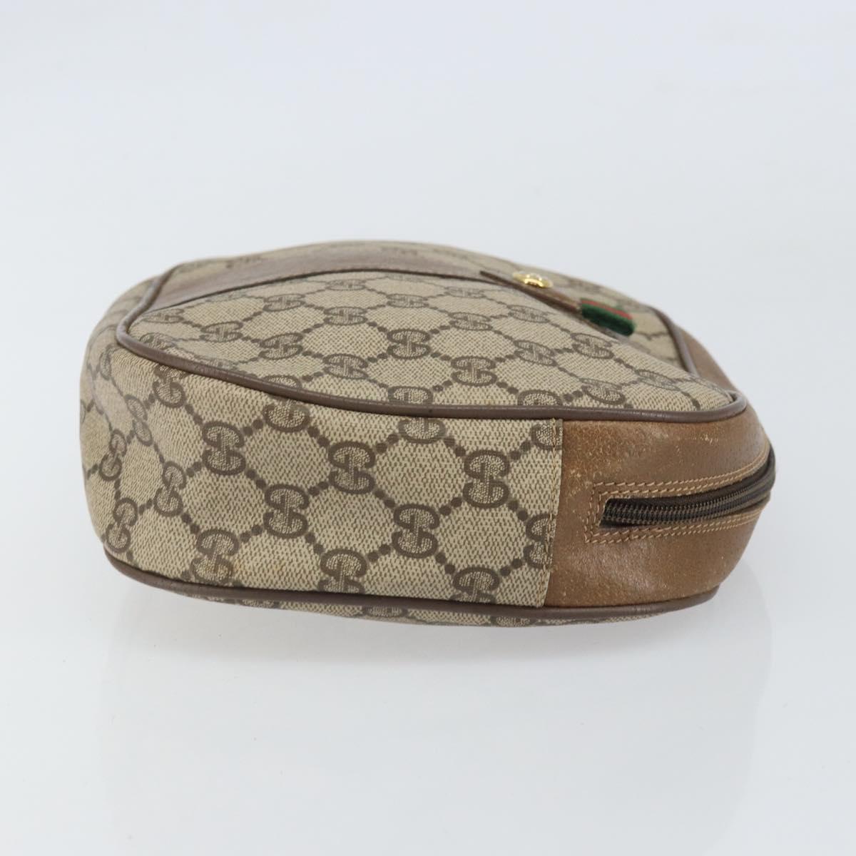GUCCI GG Supreme Web Sherry Line Clutch Bag PVC Beige Gold 89 01 034 Auth 169447