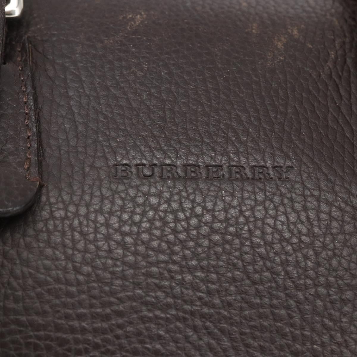 BURBERRY Hand Bag Leather Brown Silver Auth 169448