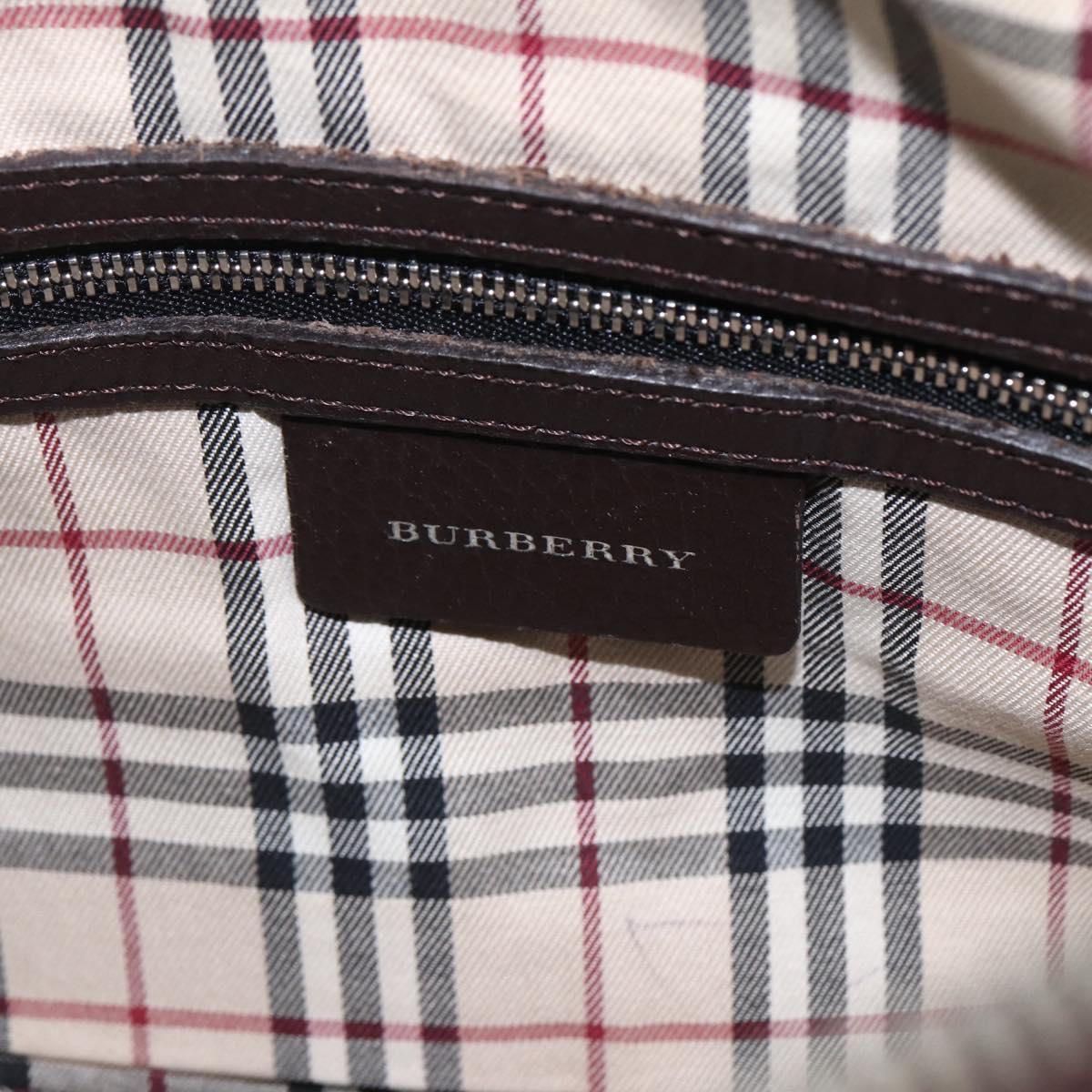 BURBERRY Hand Bag Leather Brown Silver Auth 169448