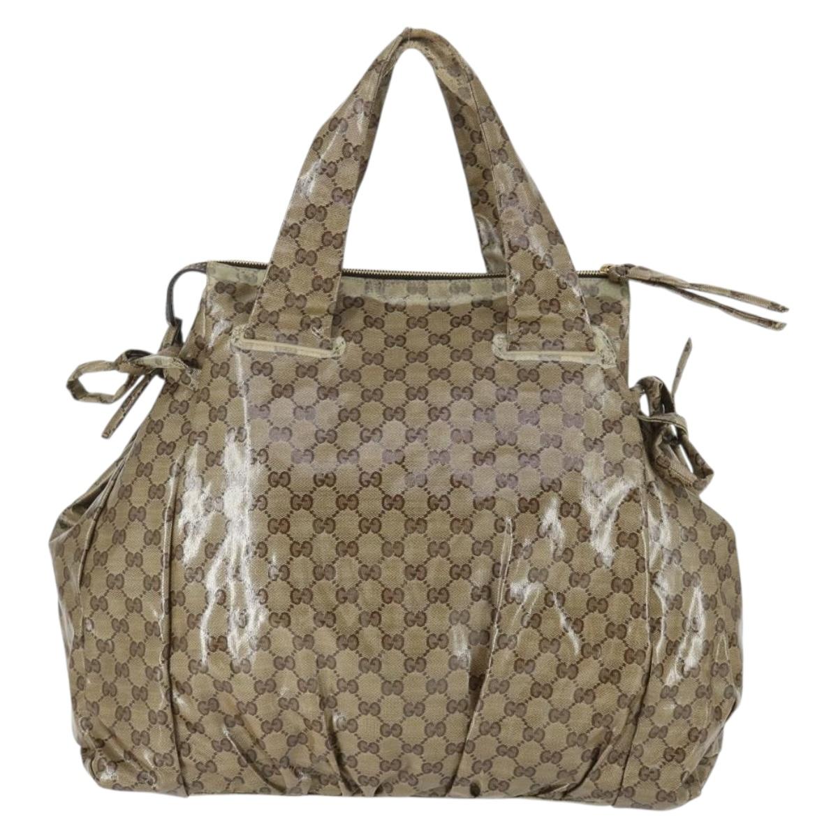GUCCI GG Crystal Tote Bag Coated Canvas Beige Gold 197022 Auth 169450
