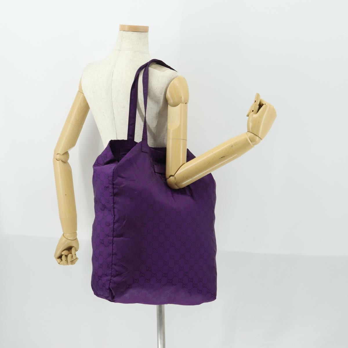 GUCCI GG Canvas Shoulder Bag Nylon Purple 281487 Auth 169451