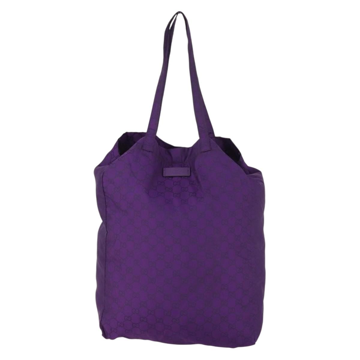 GUCCI GG Canvas Shoulder Bag Nylon Purple 281487 Auth 169451