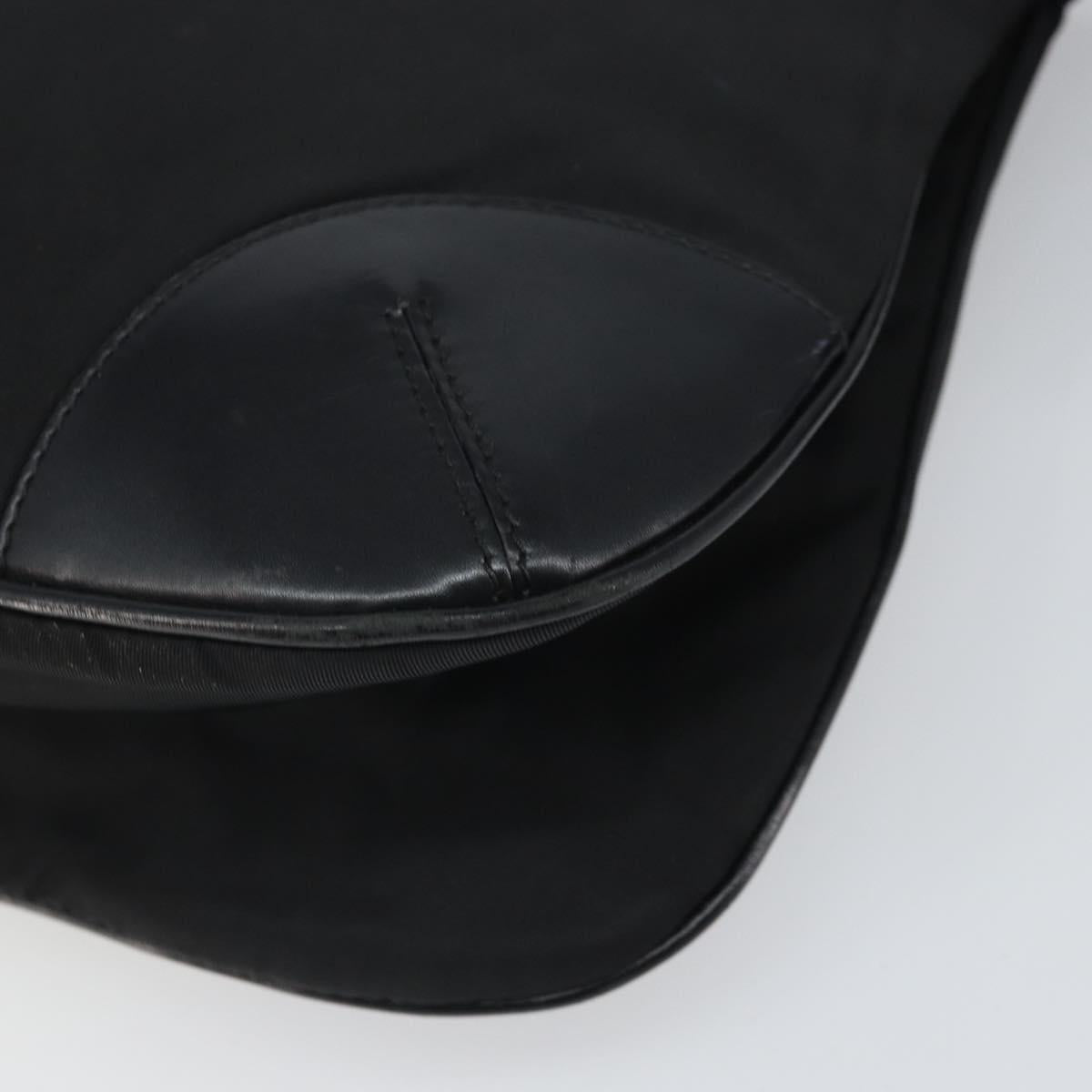 PRADA Shoulder Bag Nylon Leather Black Silver Auth 169453