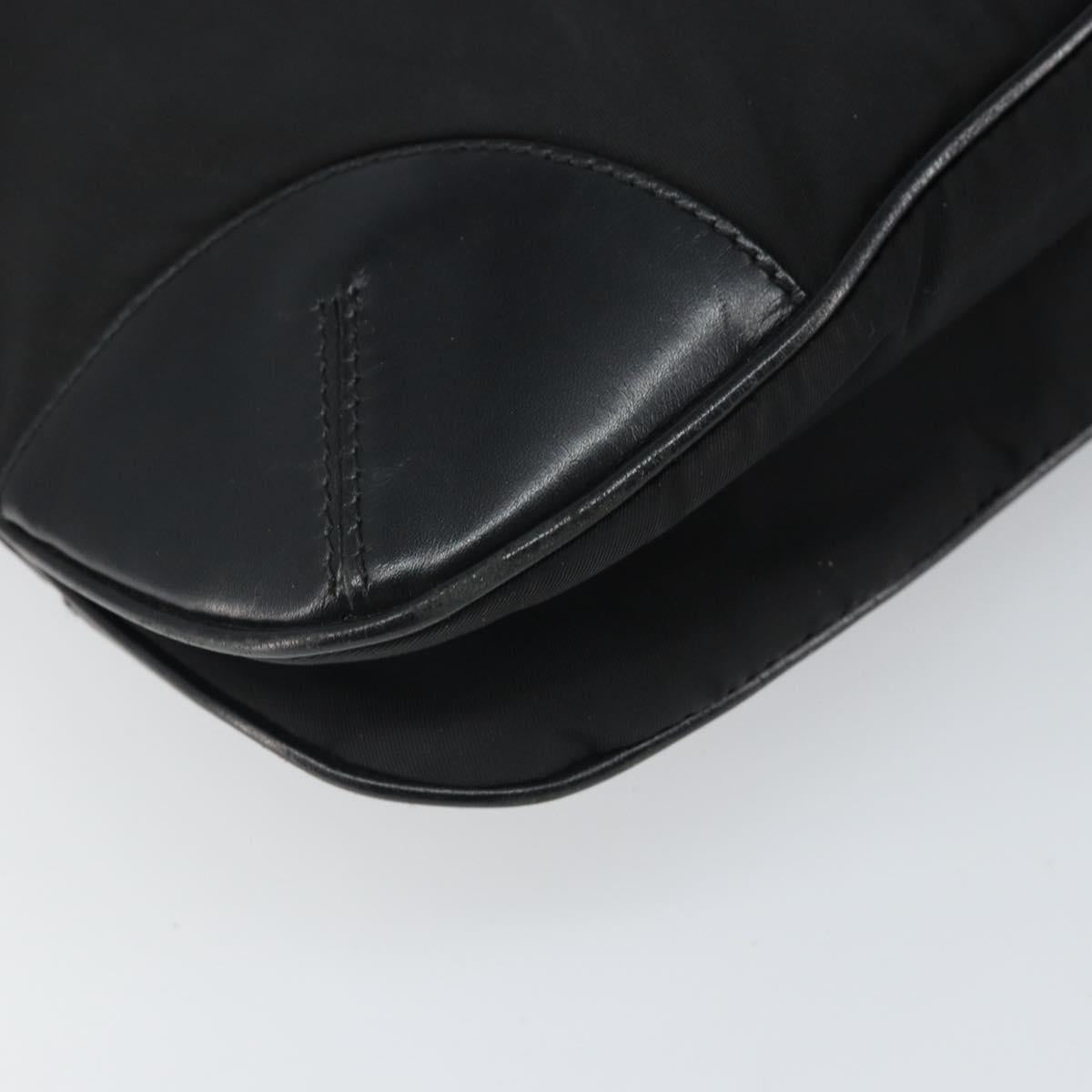 PRADA Shoulder Bag Nylon Leather Black Silver Auth 169453